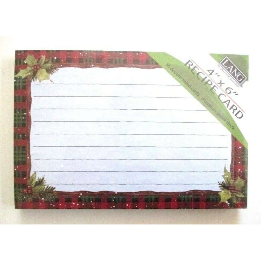 LANG HOME for CHRISTMAS Recipe Cards 36# Lined on One Side 4"x6"  NIP